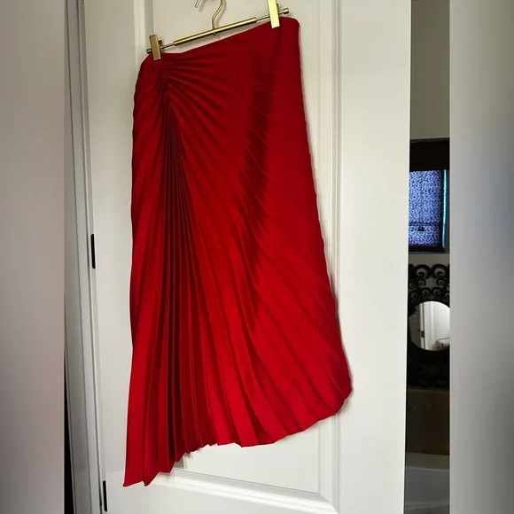 DKNY Vibrant Red A-Line Pleated Skirt - Picture 13 of 13